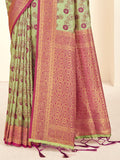 Light Green Paithani Silk Saree With Blouse Piece