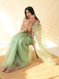 Green Organza Saree With Blouse Piece