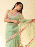 Green Organza Saree With Blouse Piece