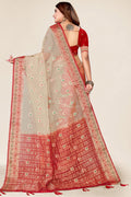 Beige Organza Saree With Blouse Piece