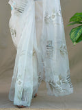 White Organza Saree With Blouse Piece