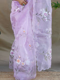 Purple Organza Saree With Blouse Piece