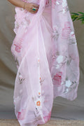 Baby Pink Organza Saree