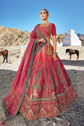 Red Banarasi Silk Jacquard Lehenga