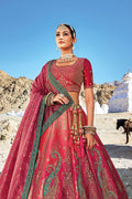 Red Banarasi Silk Jacquard Lehenga