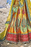 Lemon Yellow Banarasi Silk Jacquard Lehenga