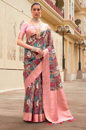 Multicolor Art Silk Saree With Blouse Piece