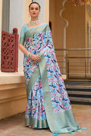 Multicolor Art Silk Saree With Blouse Piece