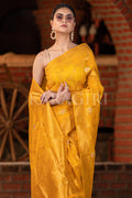 Mahogany Yellow Mysore Silk Saree