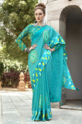 Cyan Blue Georgette Saree