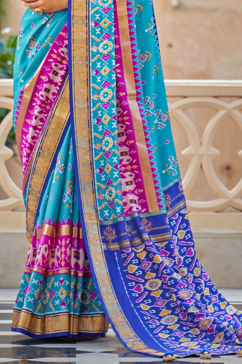 Buy Sky Blue Designer Saree online-Karagiri