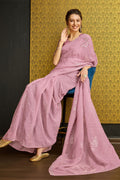 Violet Silk  Floral Woven Design Saree