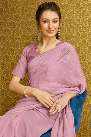 Violet Silk  Floral Woven Design Saree