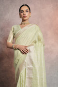 Green Tissue Saree With Blouse Piece