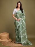 Green Organza Party Wear Saree With Blouse Piece