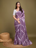 Purple Organza Party Wear Saree With Blouse Piece