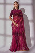 Purple Georgette Saree With Blouse Piece