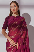 Purple Georgette Saree With Blouse Piece