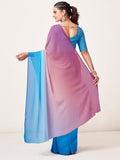 Blue And Wine Georgette Party Wear Saree With Blouse Piece