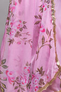 Pink Organza Floral Saree With Blouse Piece