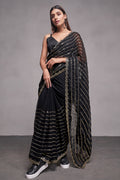 Black Georgette Saree With Blouse Piece