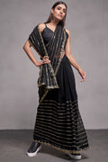 Black Georgette Saree With Blouse Piece