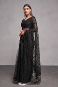 Black Net Saree With Blouse Piece