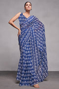 Indigo Georgette Saree With Blouse Piece