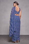 Indigo Georgette Saree With Blouse Piece