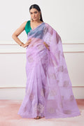 Lavender Organza Saree With Blouse Piece