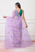 Lavender Organza Saree With Blouse Piece