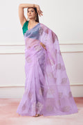 Lavender Organza Saree With Blouse Piece