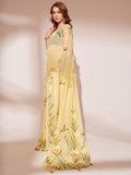 Yellow Organza Saree With Blouse Piece