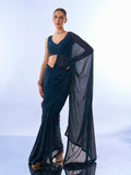 Teal Satin Saree With Blouse Piece