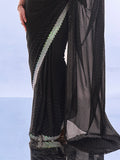 Black Satin Saree With Blouse Piece