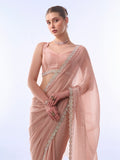 Peach Organza Saree With Blouse Piece