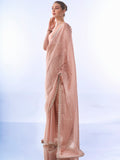 Peach Organza Saree With Blouse Piece