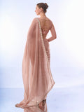 Peach Organza Saree With Blouse Piece