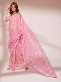 Pink Orgnza Tissue Saree With Blouse Piece