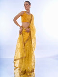 Yellow Net Saree With Blouse Piece