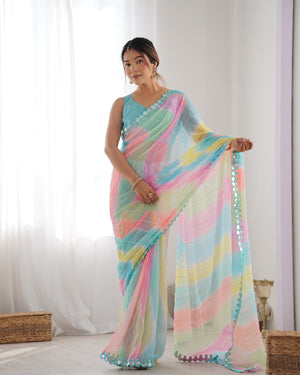 Multicolor Georgette Designer Printed Saree Saree With Blouse Piece