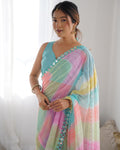 Multicolor Georgette Designer Printed Saree Saree With Blouse Piece