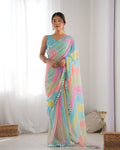 Multicolor Georgette Designer Printed Saree Saree With Blouse Piece