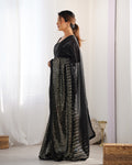 Black Georgette Embellished Sequined Saree Saree With Blouse Piece