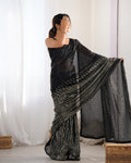 Black Georgette Embellished Sequined Saree Saree With Blouse Piece