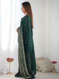 Green Georgette Embellished Sequined Saree Saree With Blouse Piece