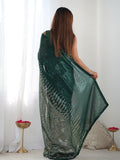 Green Georgette Embellished Sequined Saree Saree With Blouse Piece