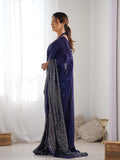 Blue Georgette Embellished Sequined Saree Saree With Blouse Piece