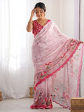 Multicolor Chinon Printed Designer Saree Saree With Blouse Piece