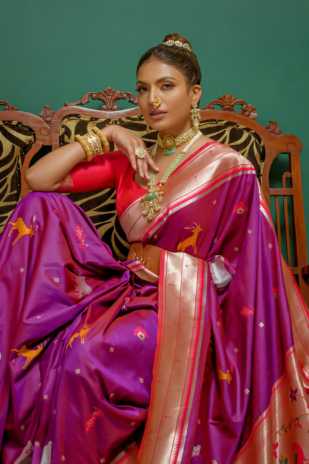 Purple Paithani Silk Saree With Tassels | Koselly